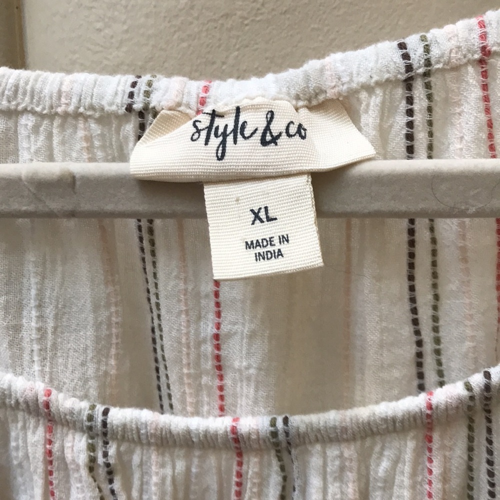 striped blouse-Style &Co Cotton with crochet lace - Picture 4 of 10
